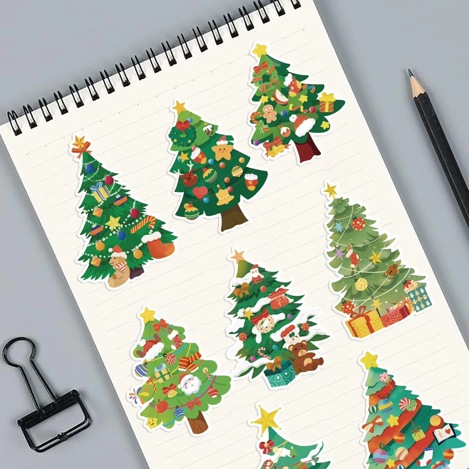 8/16/24 autocollants de puzzle jouet, autocollants de père Noël à faire soi-même pour arbre de Noël, autocollants de papeterie étanches à la main