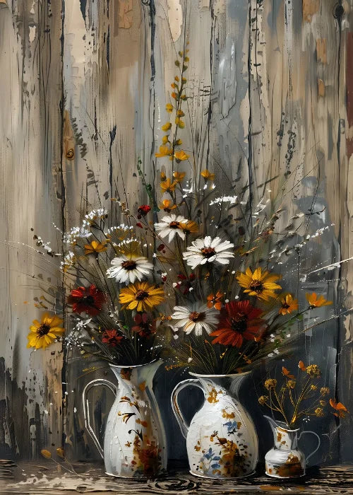 Jarrón de flores de naturaleza muerta, decoración de pared de pintura botánica vintage, jarrones antiguos vintage, impresiones estéticas, pintura de lienzo de olivo