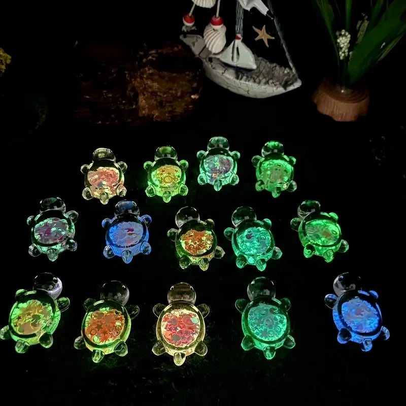 Breloques en forme de tortue mignonne lumineuses à paillettes pour porte-clés DIY, décoration de salon, utilisation intérieure et extérieure