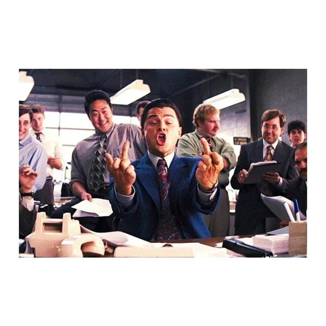 Arte de pared vintage, tarjeta negra americana El lobo de Wall Street, póster impreso en lienzo, decoración para sala de estar o dormitorio