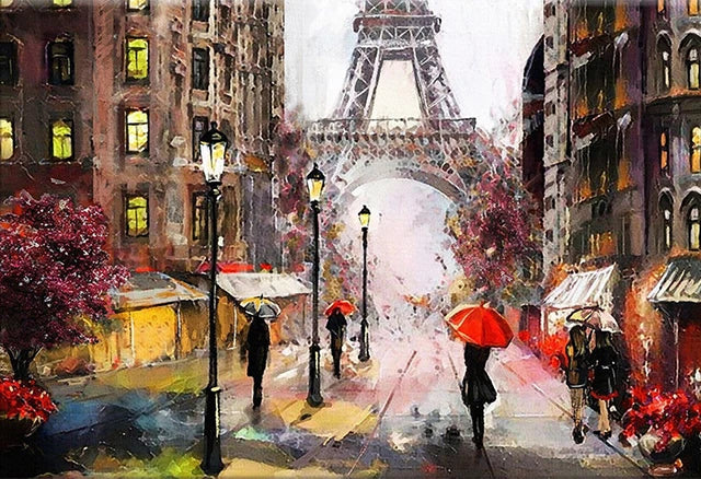 Paris In the Rain Canvas Paintings Landscape Posters and Prints Nordic Graffiti Wall Art Murals Pictures Living Room Decoration