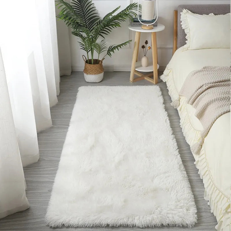 Alfombra de seda y lana VIKAMA para dormitorio, sala de estar, estilo nórdico, tapetes para el hogar, decoración del hogar