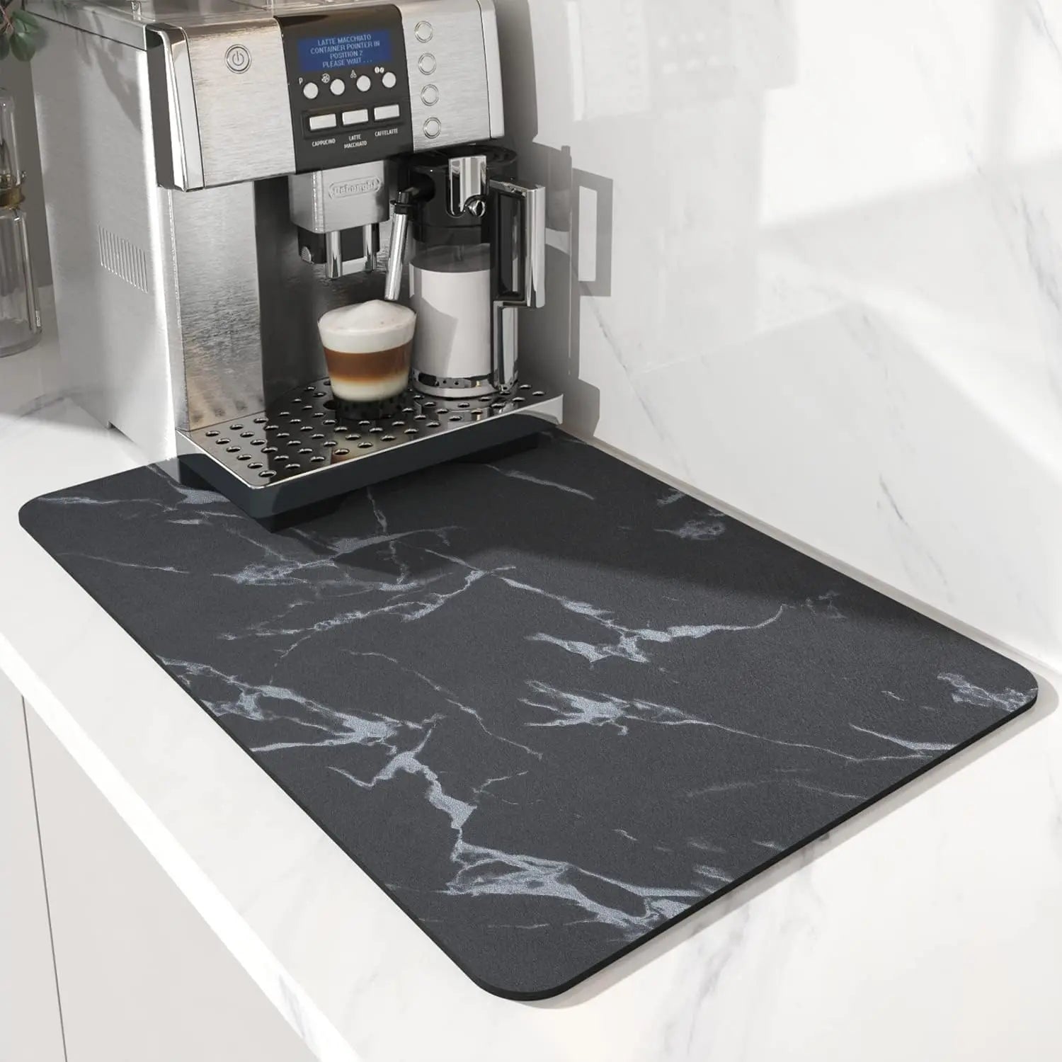 Alfombrilla para máquina de café VIKAMA, con reverso de goma, absorbente de agua, alfombrilla de secado de platos, alfombrilla de drenaje para encimera de cocina, decoración del hogar