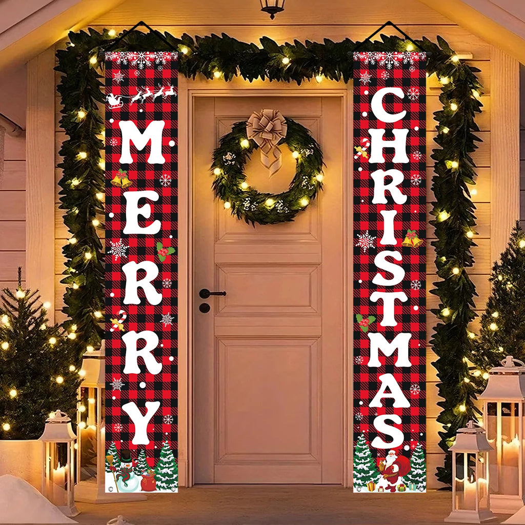 Adornos de Navidad para Puertas, Feliz Navidad para el Hogar 2025, Pancarta para Chimenea o Porche, Decoración Navideña para Año Nuevo