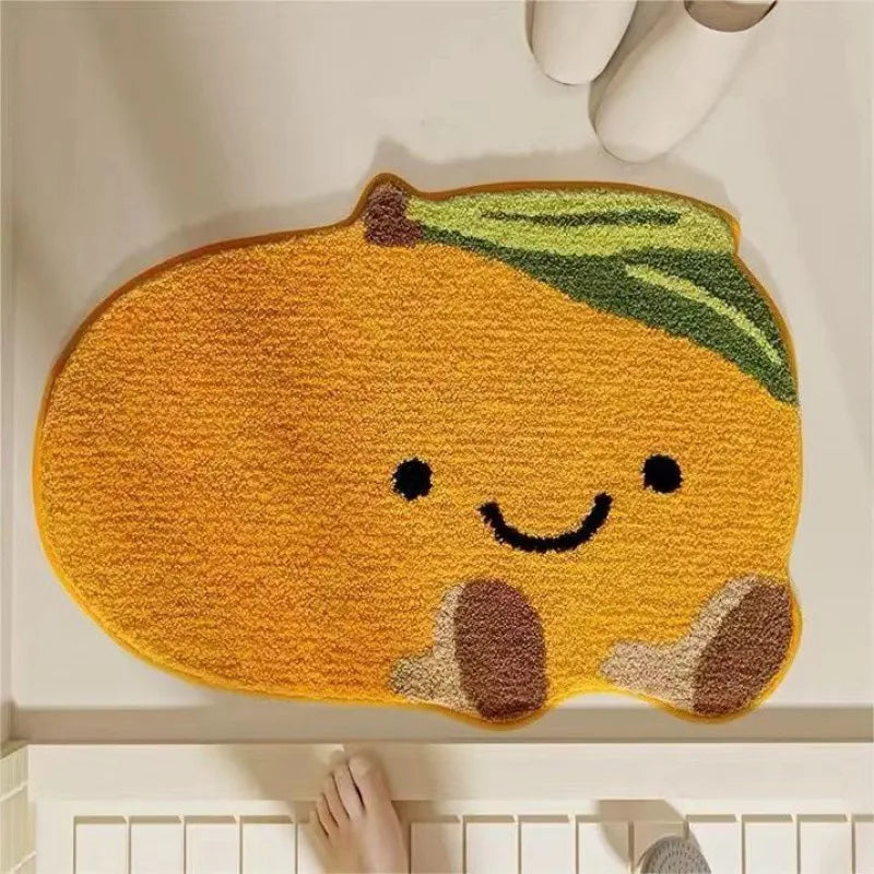 Alfombra de Imitación de Cachemira con Diseño de Frutas Frescas VIKAMA, Cálida, Lavable a Máquina, para Baño, Puerta, Porche, Decoración del Hogar