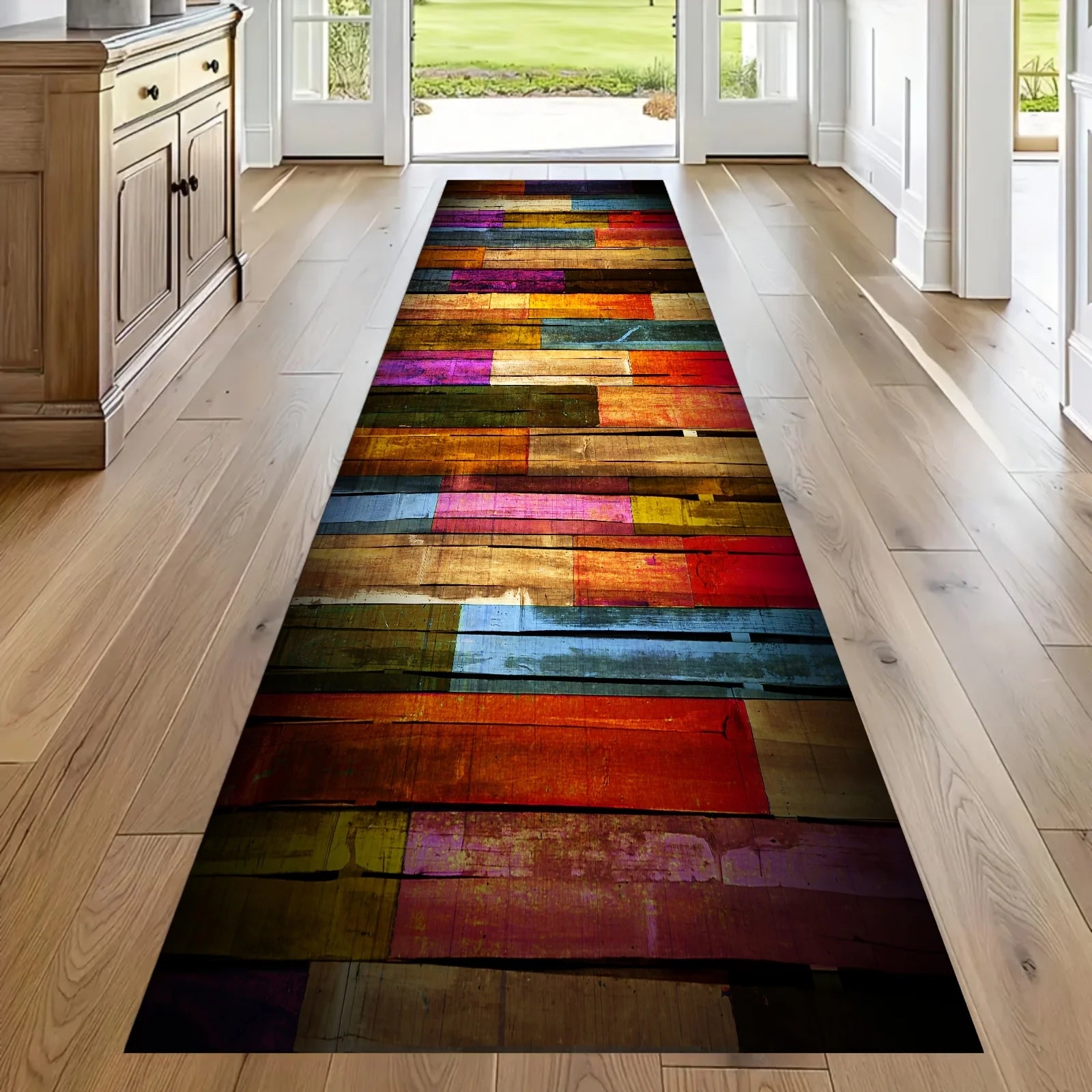 VIKAMA Tapis Couleurs Riches Tapis Arc-en-ciel Tapis Long Couloir Tapis de Cuisine Tapis de Salon Chambre Tapis de Chevet Couverture Doma