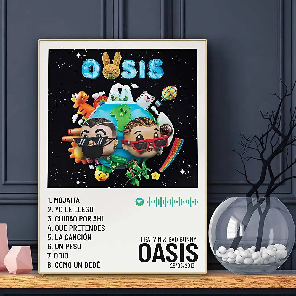 Póster B-Bad B-BunnyS de cantante, arte de pared autoadhesivo, impresión impermeable para el hogar, sala de estar, dormitorio, bar, decoración estética