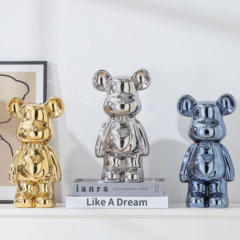 17/27/cm Estatua de cerámica de oso de ladrillo estético, figura de acción, esculturas de osito de peluche, adorno para la decoración del hogar, artesanías