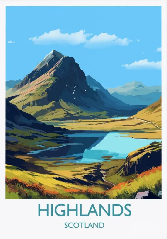 Escocia Tierras Altas St Andrews Edimburgo Glencoe Póster de Viaje Escocia Paisaje Estético Decoración de Pared Impresiones en Lienzo Regalo de Viaje