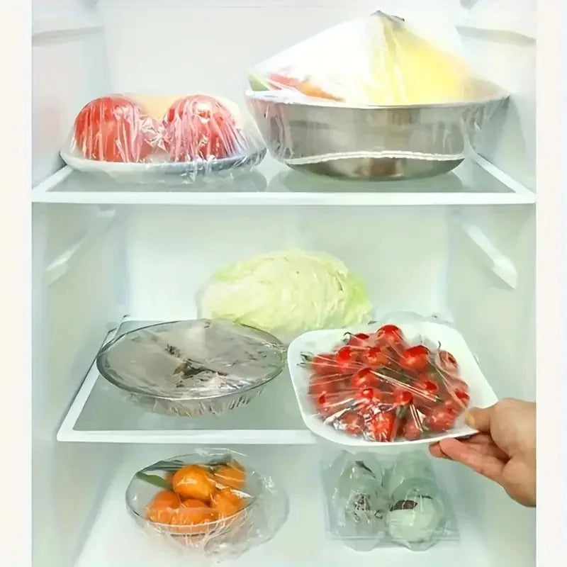Cubiertas elásticas transparentes de 100 unidades para alimentos, reutilizables, extensibles, para cuencos y platos, sin olor, la alternativa perfecta