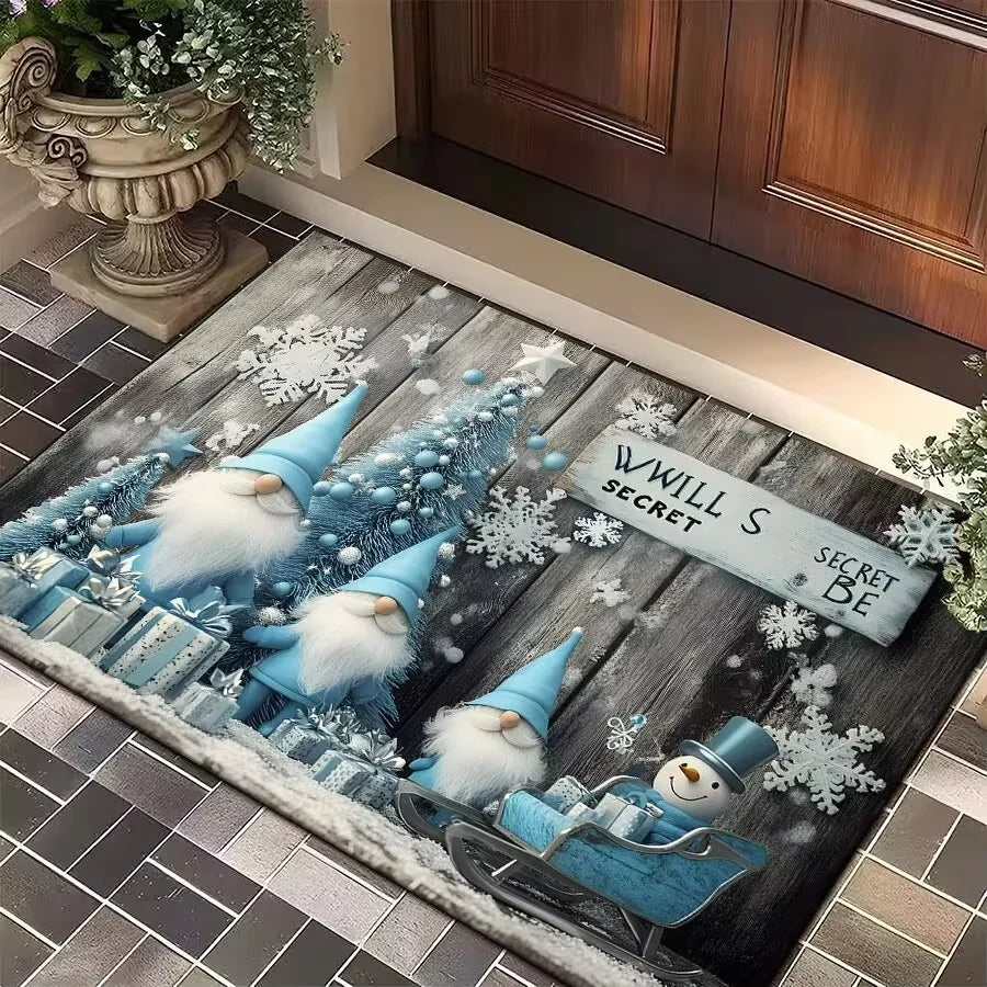 VIKAMA 1 alfombra con tres Papá Noel felpudos festivos alfombra para sala de estar alfombra para dormitorio alfombra de bienvenida alfombra para exterior alfombra de Navidad