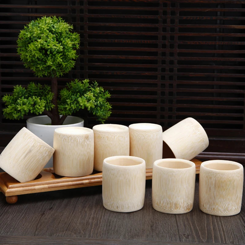 1PCS Taza de Té de Bambú Natural, Taza de Agua de Madera China, Taza de Sake Japonesa, Taza de Cerveza, Café, Jugo, Hecha a Mano