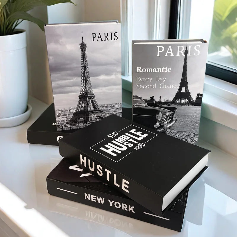 Open Luxury Fake Book Storage Box Home Decor Fashion Paris Decorative Books Interior Decoration Coffee Table Bedroom Ornaments