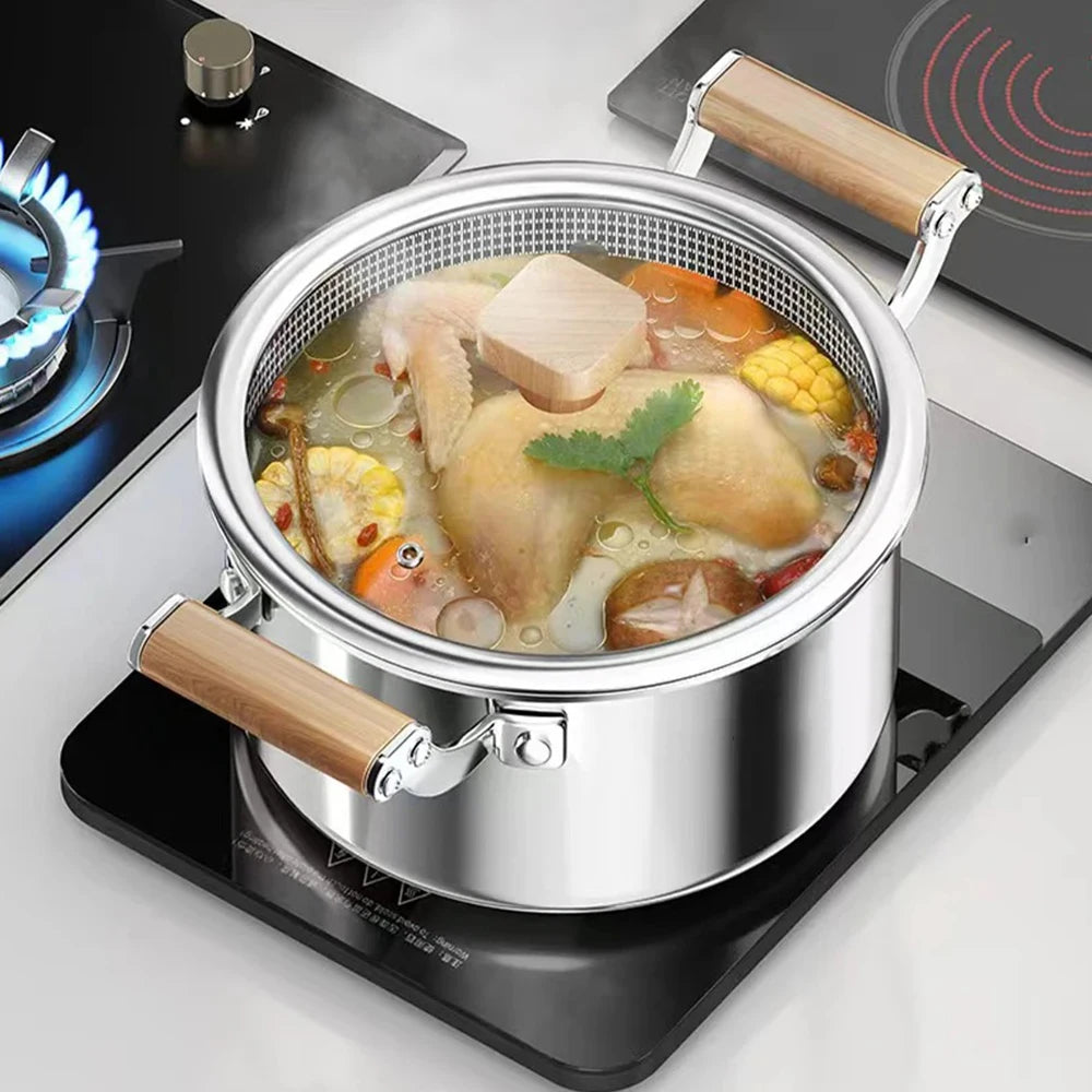 Stainless Steel Soup Pot Wok Honeycomb Non-stick Pot with lid Frying Pan Home Hot Pot Induction Cooker Gas Stove Universal Pan