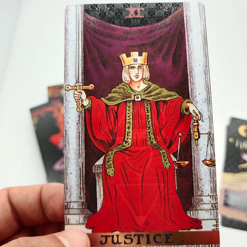 Mazo de Tarot de PVC a prueba de agua de 78 cartas con paquete de plástico Juego de mesa de adivinación Conjunto de oráculo de adivinación para principiantes