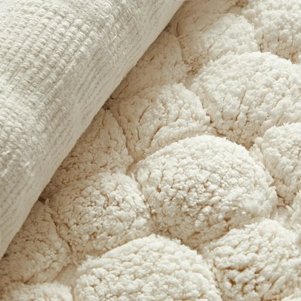 Lot de 2 tapis de bain en coton ivoire – 40x60cm&50x80cm Lavables en machine pour salle de bain, baignoire et douche