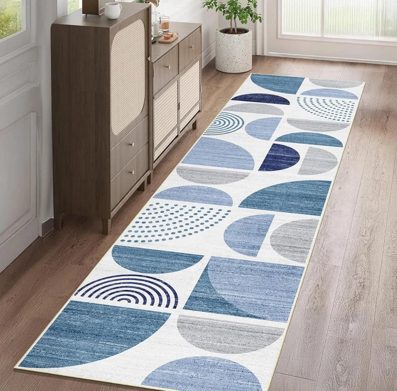Non Slip Washable Geometric Half Circle Pattern Runner Rug Multi Color Mat for Kitchen Hallway Corridor Home Decor Floor Carpet