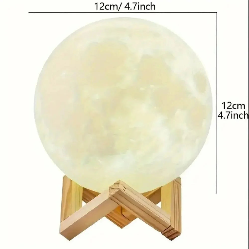 1PC LED Lámpara de Noche de Luna con Impresión 3D Luz Blanca Cálida Decoración con Batería Lámpara de Mesa, Iluminación Ambiental para Decoración de Habitaciones y Regalos