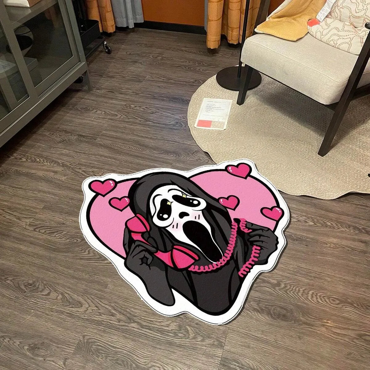 Alfombra en Forma de Calavera y Corazón VIKAMA Suave y Cómoda, Alfombra Decorativa de Halloween, Tapete de Noche, Alfombrilla de Baño, Decoración del Hogar