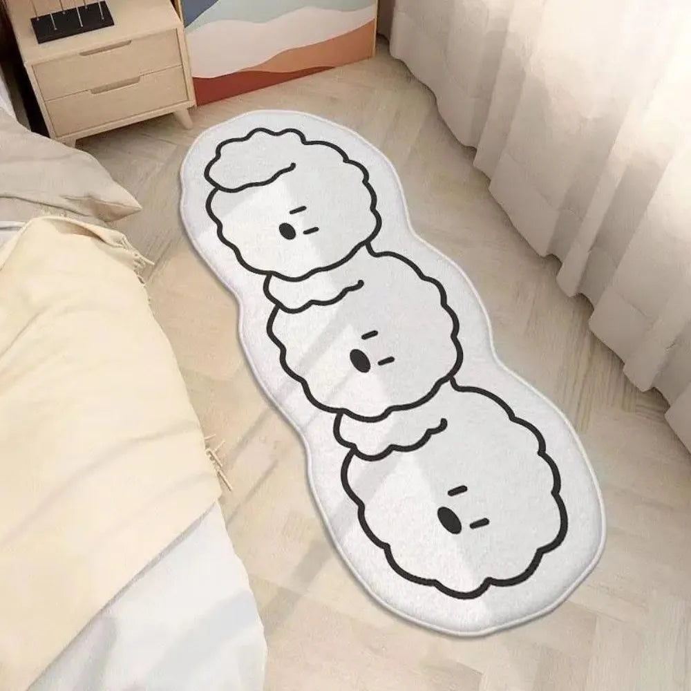 VIKAMA Adorable Chien Blanc Avec Contour Noir Tapis de Chambre et Salon Imperméable Antidérapant Anti-taches Décoration Intérieure