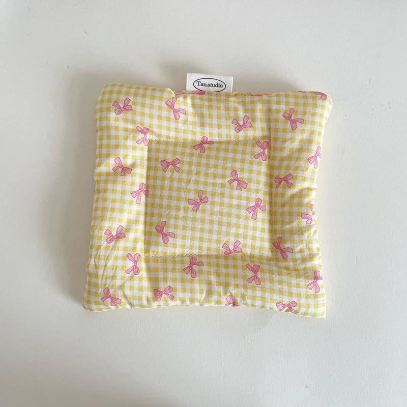 Lattice Series Multi-color Square Korean Cotton Coasters Fresh Table Cloth Heat Insulation Mat Coffee Cup Placemat Table Decor