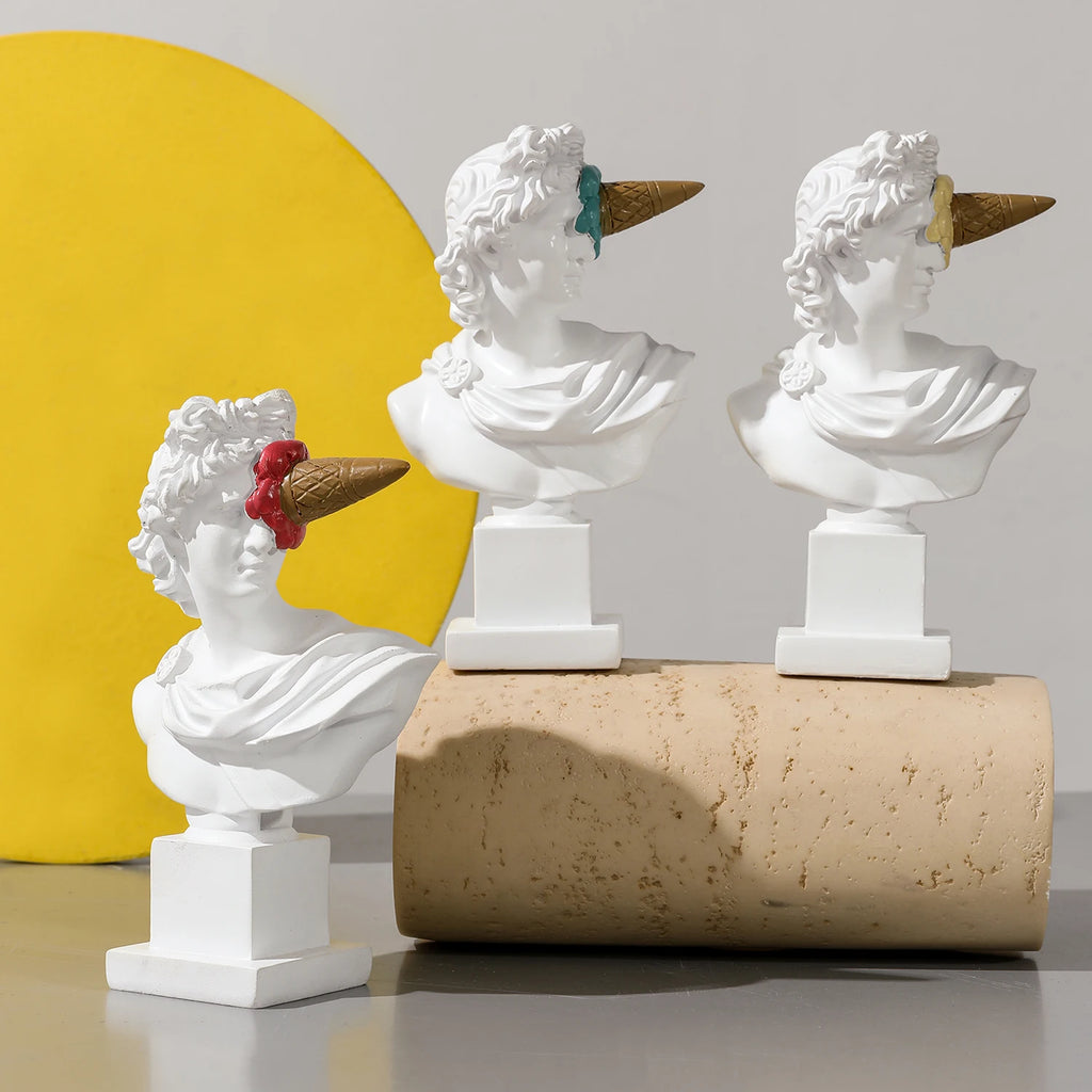 Escultura de Apolo, decoración de escritorio para el hogar, busto de resina con retrato, estatua griega de Apolo con helado creativo para sala de estar, mesa decorativa