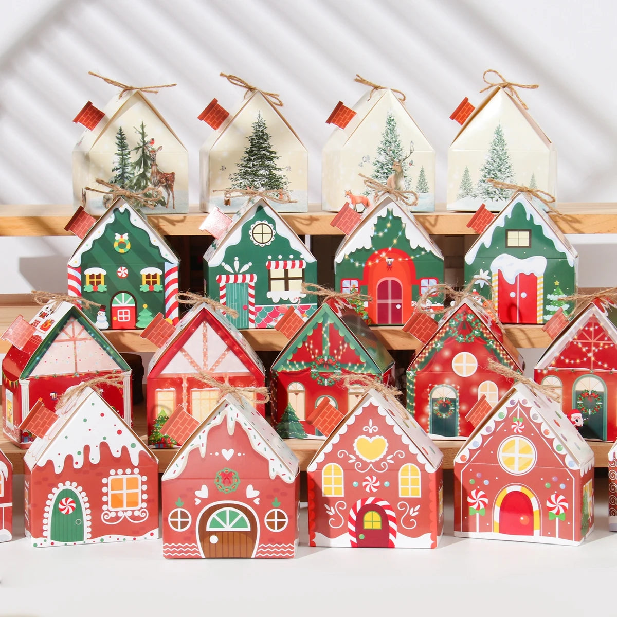 Boîte à bonbons en pain d'épices de Noël, décoration de Noël pour la maison, cadeau du Nouvel An 2024, boîte d'emballage de biscuits, ornement de Noël