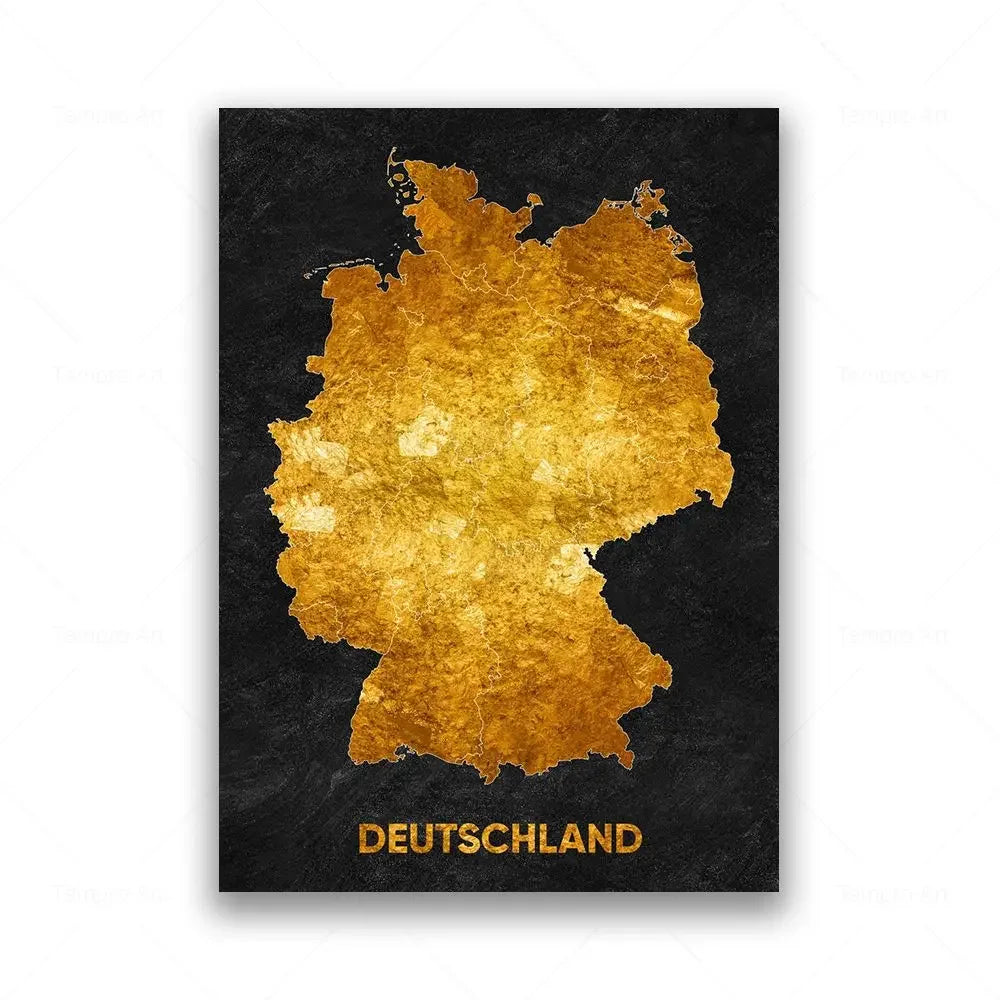 Classic Abstract Wall Art Black Gold Lebanon Country Map HD Canvas Print Poster Home Living Room Bedroom Decoration