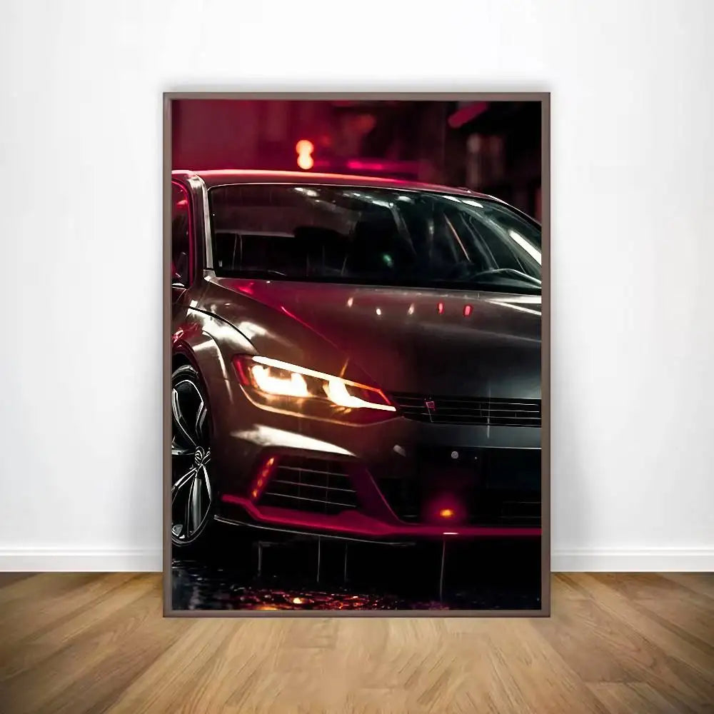Póster V-VW G-GolfS G-GTI Superdeportivo Adhesivo para Pared, Impresión Impermeable para el Hogar, Salón, Dormitorio, Bar, Decoración Estética