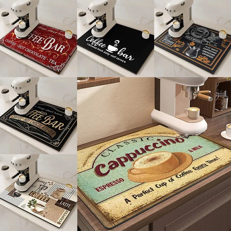 Alfombrilla Absorbente para Cafetera VIKAMA, Absorbente de Agua y Aceite, Escurridor de Platos de Cocina, Alfombrilla Absorbente de Secado Rápido, Alfombrilla para Platos, Decoración del Hogar