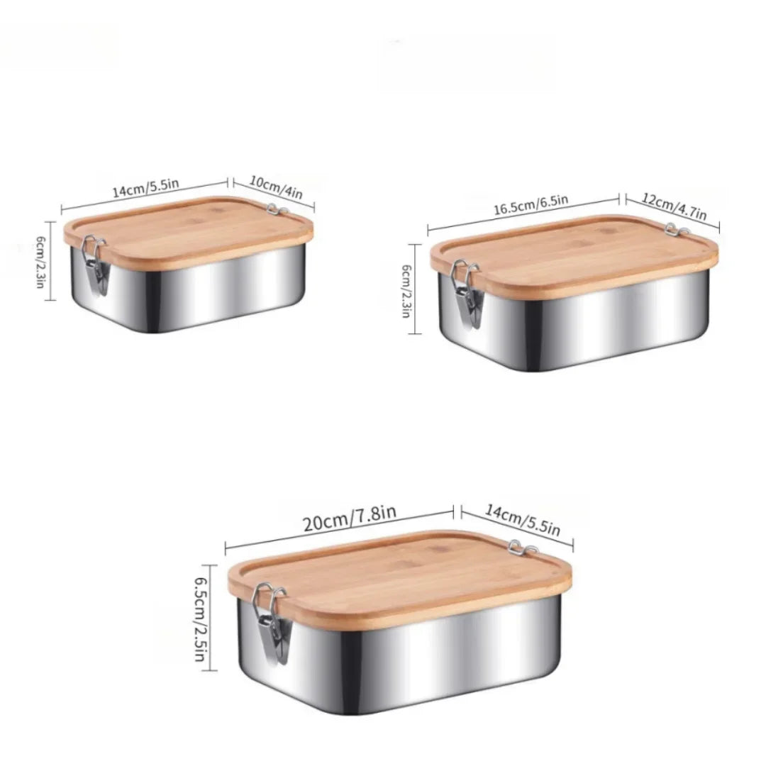 Fiambreras de acero inoxidable 304, recipientes sellados, caja de sushi portátil, bento para acampada, vajilla, portador de alimentos a prueba de fugas