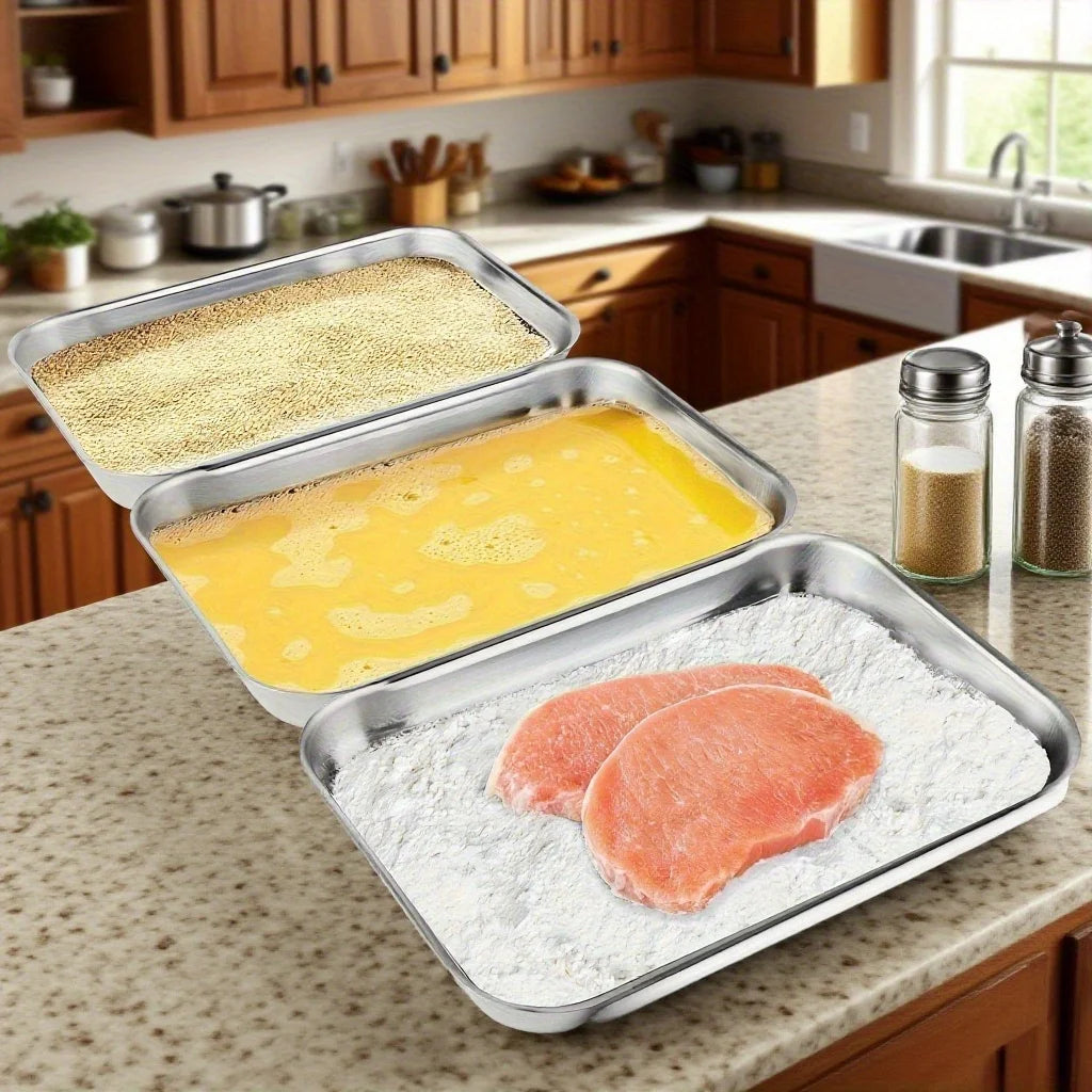 Lot de 3 Boîtes Alimentaires en Acier Inoxydable – Anti-fuite et Empilables avec Couvercles Transparents | Pour le Camping, la Maison et la Préparation des Repas
