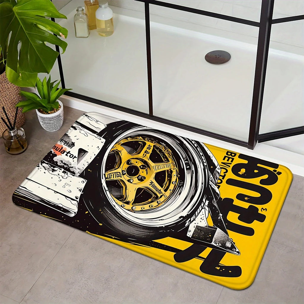 Tapis de porte d'entrée antidérapants VIKAMA Racing Wheels, tapis de chambre à coucher et de salle de bain à réduction de bruit, décoration intérieure