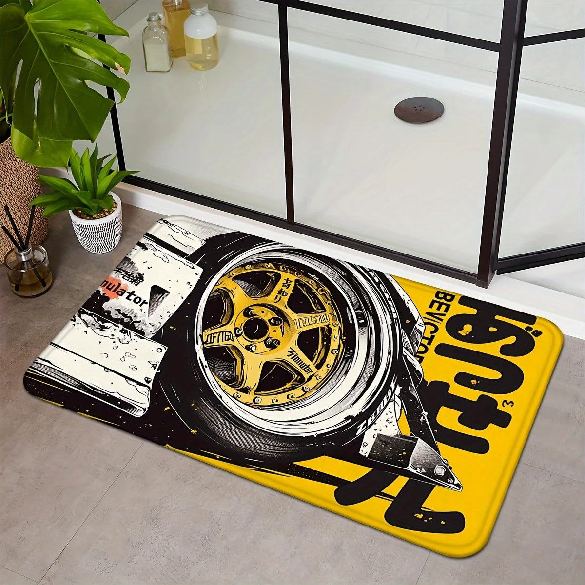Tapis de porte d'entrée antidérapants VIKAMA Racing Wheels, tapis de chambre à coucher et de salle de bain à réduction de bruit, décoration intérieure