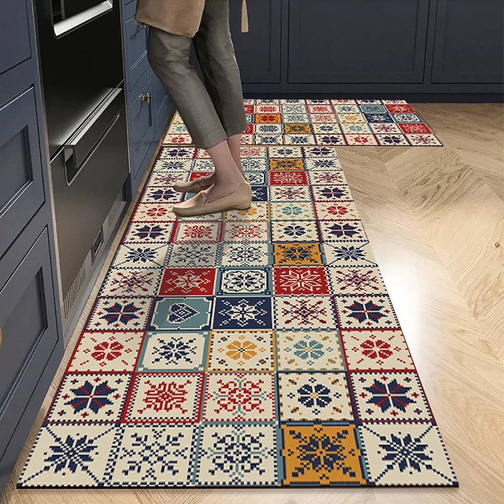 VIKAMA 1/2PCS Alfombra de cocina resistente al aceite, alfombra de baño absorbente de secado rápido, felpudo antideslizante para decoración del hogar
