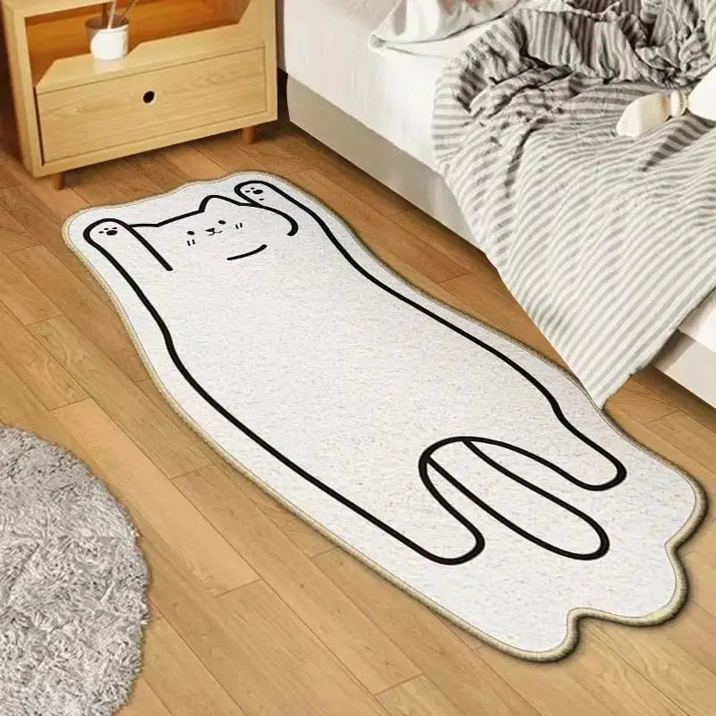 Alfombra de dibujos animados de imitación de cachemira, sencilla, para sala de estar, dormitorio, mesita de noche, alfombra cálida, antideslizante, lavable, de secado rápido