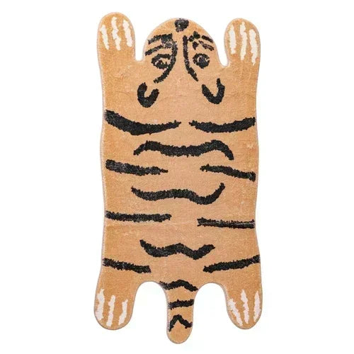 Alfombra de leopardo de dibujos animados VIKAMA para frío y calor, decoración del hogar, alfombrilla de felpa para dormitorio, alfombrilla para zona de descanso de sala de estar
