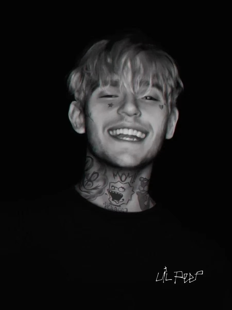 Lil Peep Retro Poster - Vintage Black & White Canvas Wall Art for Hip Hop Fans, Room Decor Aesthetic