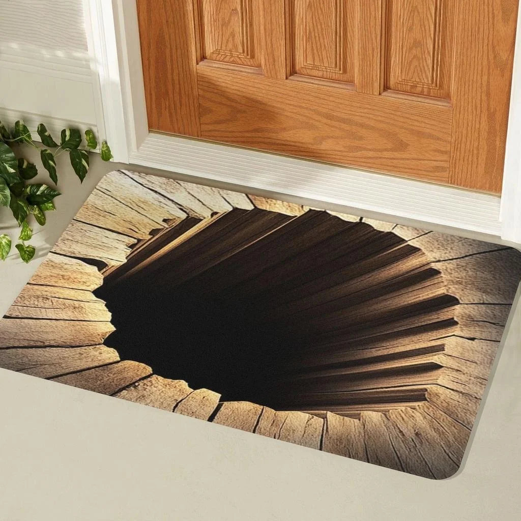 Visual Illusion Hole Endless Abyss Alfombra de Puerta de Dormitorio, Cocina, Hogar Antideslizante Alfombra de Puerta Decoración Creativa y Divertida para el Hogar