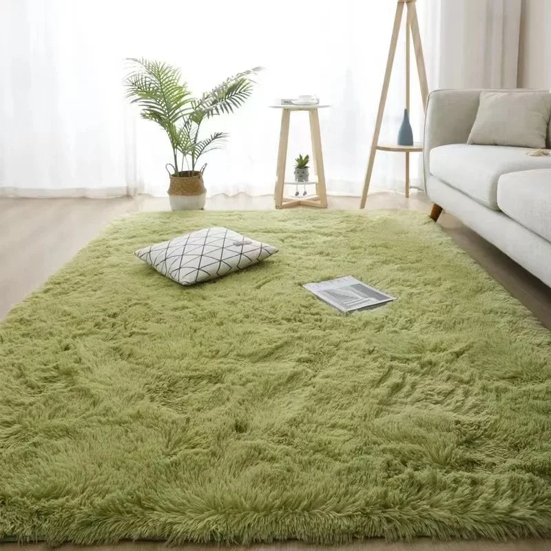 Alfombra minimalista de pelo largo de color liso VIKAMA, mullida y suave, para sala de estar, sofá, mesa de centro, alfombra para cuarto de niños, decoración del hogar