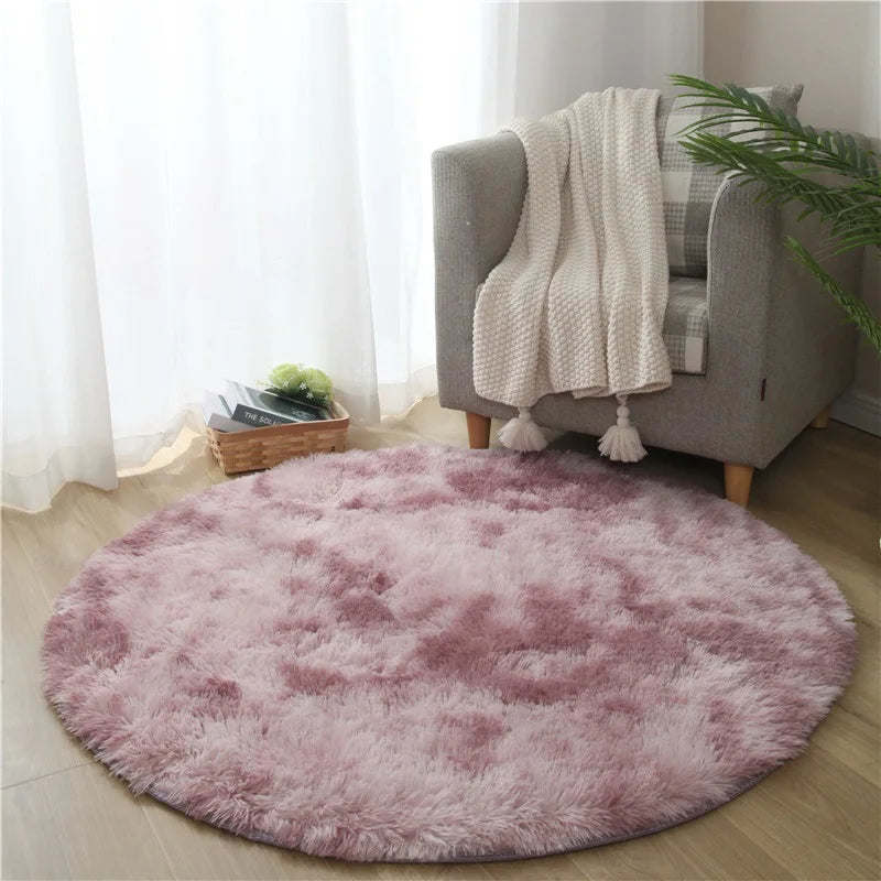 VIKAMA Alfombra redonda rosa Esponjosa Suave para Suelos Alfombra para Habitación de Niñas Castillo de Princesas Alfombra de Peluche para Sala de Estar Decoración del Hogar