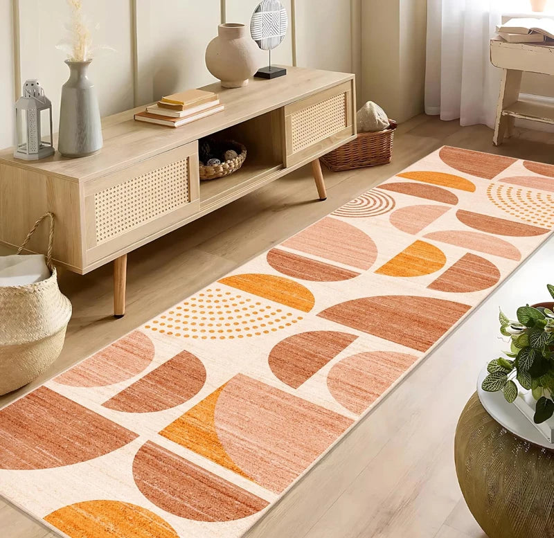 Non Slip Washable Geometric Half Circle Pattern Runner Rug Multi Color Mat for Kitchen Hallway Corridor Home Decor Floor Carpet