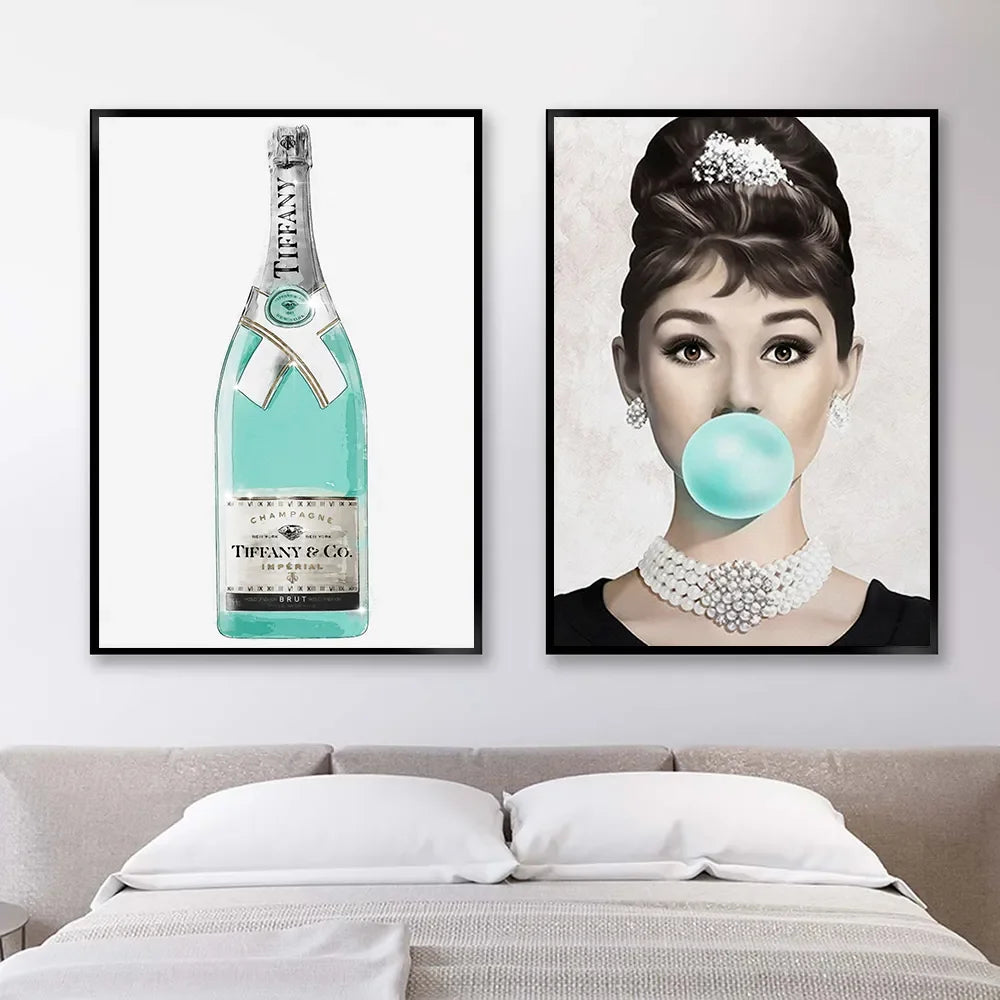 Pósters y grabados de "Desayuno con diamantes" Póster nórdico Audrey Hepburn Arte de pared Lienzo Pintura Moda Cuadros de pared para habitación