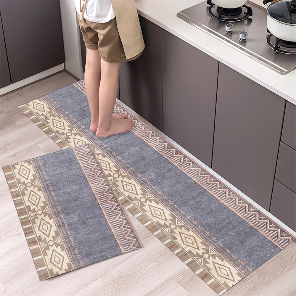 VIKAMA 1/2PCS Alfombra de cocina resistente al aceite, alfombra de baño absorbente de secado rápido, felpudo antideslizante para decoración del hogar