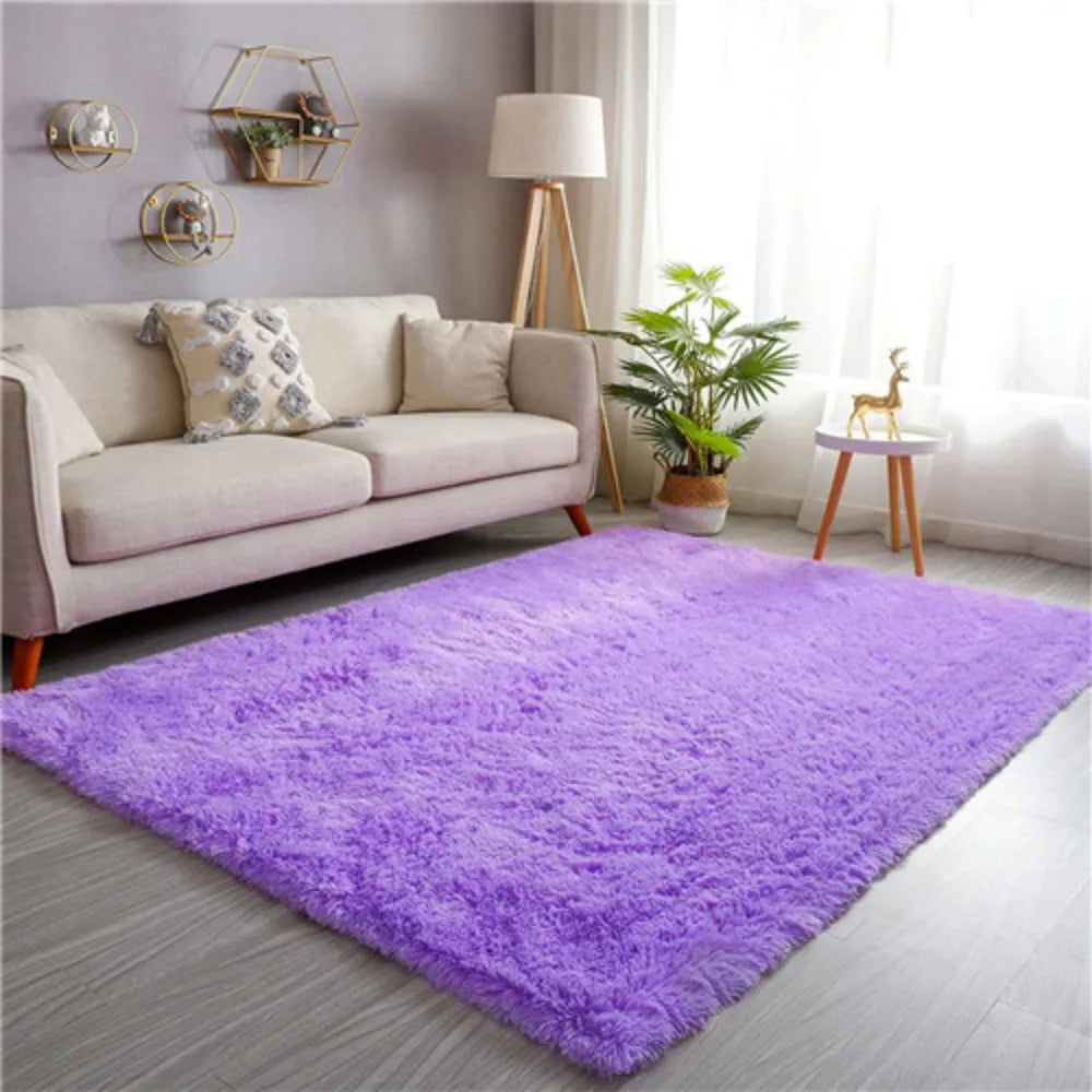 VIKAMA Alfombra de felpa suave y acogedora color malva para sala de estar, alfombra de felpa estilo escandinavo Ins para dormitorio, alfombra de decoración para el hogar