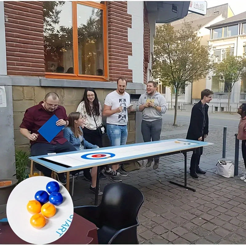 Juegos de curling de mesa, entretenimiento familiar, juegos de mesa para reuniones familiares, 8 bolas por juego, marco de plástico, blanco/rojo/amarillo/azul