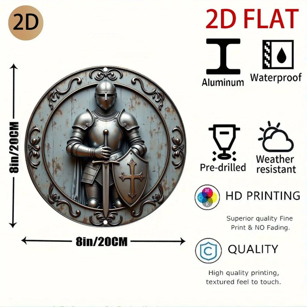Décoration murale médiévale en métal, bouclier et lance 3D ronds en aluminium pour maison, bar, jardin