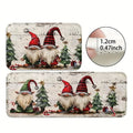 VIKAMA Lot de 2 tapis de Noël Père Noël à barbe blanche Tapis de cuisine Paillasson d'entrée Antidérapant Décoration festive pour la maison