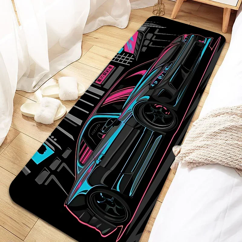 VIKAMA Alfombra Cool Racing Antideslizante Suave para Dormitorio Mesita de Noche Alfombras de Ventana Mantas Pasillo Alfombrillas de Piso Decoración del Hogar