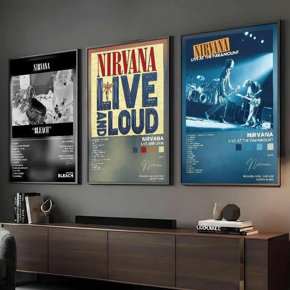 Band N-N-Nir-va-naS Affiche HD Art Murale Adhésive Imperméable Décoration Maison Salon Bar